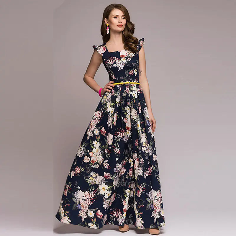 Floral Waist-Defined Dress