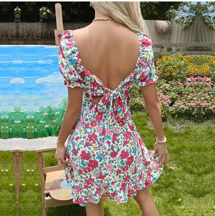 Floral Short Summer Dress (One Piece)