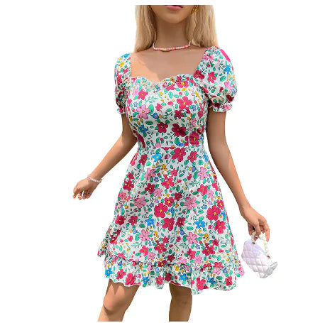 Floral Short Summer Dress (One Piece)