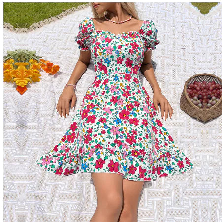 Floral Short Summer Dress (One Piece)