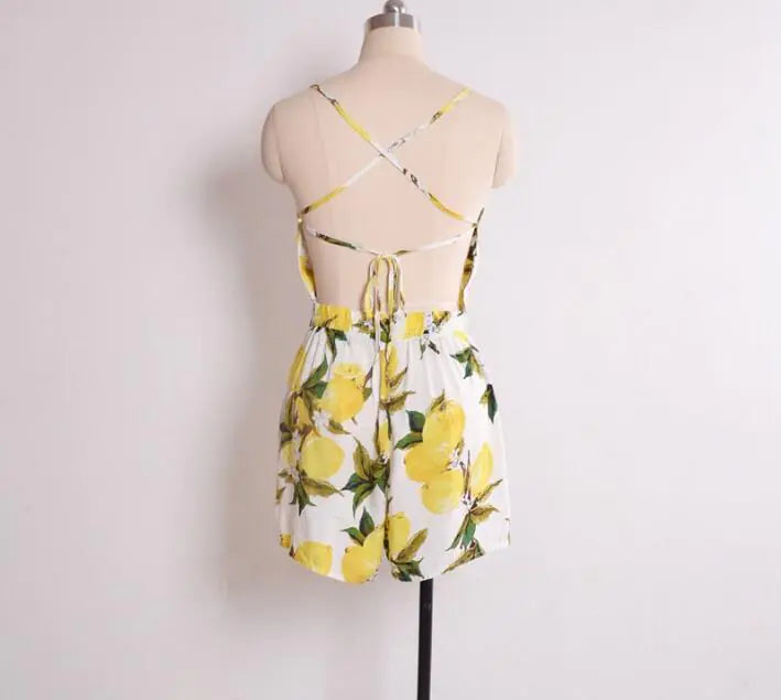 Bohemian Floral Print Spaghetti Strap Playsuit