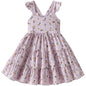 Toddler Dress Flutter Sleeveless Princess Cotton Summer Floral Dresses Purple Floral Szie 3-4T