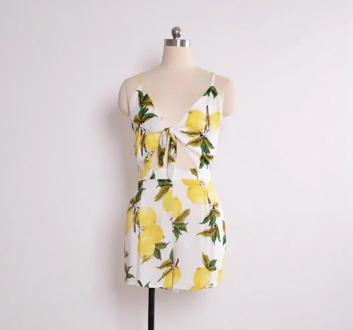 Bohemian Floral Print Spaghetti Strap Playsuit