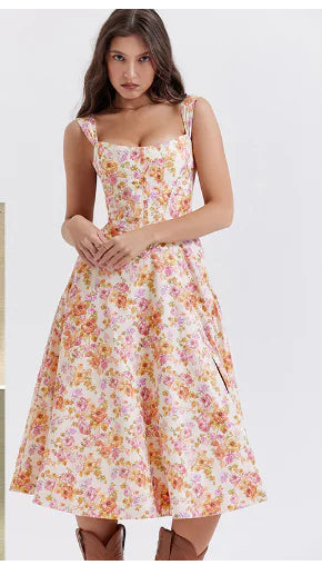 Floral Suspender Dress for Women