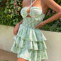 Floral Lace-Up Tube Dress