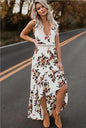 Sleeveless Floral Irregular Dress