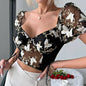 Embroidered Butterfly Mesh Crop Top for Women