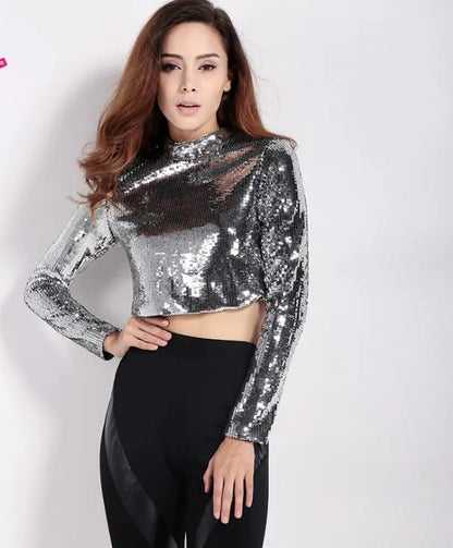 Fashionable Sequin Crop Top for Women